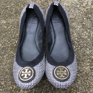 Black and White Checkered Tory Burch Flats